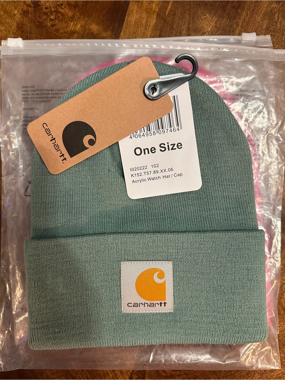 Carhartt Mint Green Acrylic Cuffed Beanie with Logo Patch
